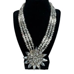 NWT Gardenia Handmade Silver Crystal Multi-Strand Necklace